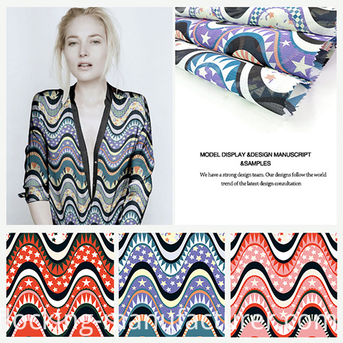 Wave& Star Design Printed Organza Garment Fabric